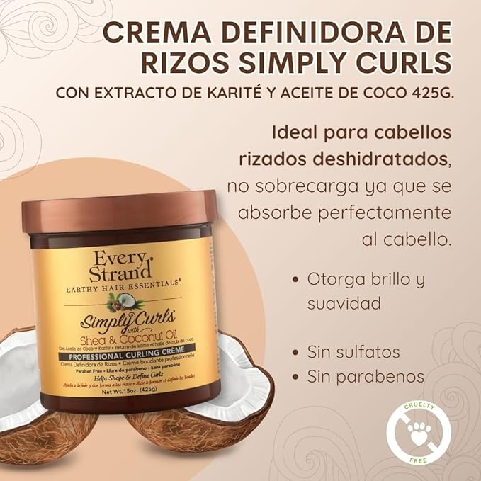 Every Strand Simply Curls Coco Oil/Shea Curl Creme, 15 Ounce