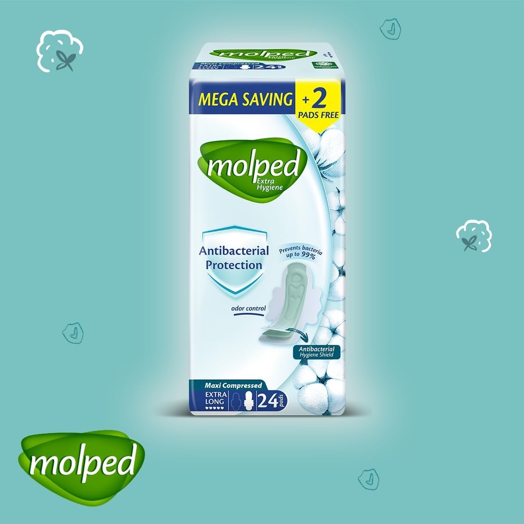 MOLPED ANTI BACTERIAL EXTRA LONG 24 PADS