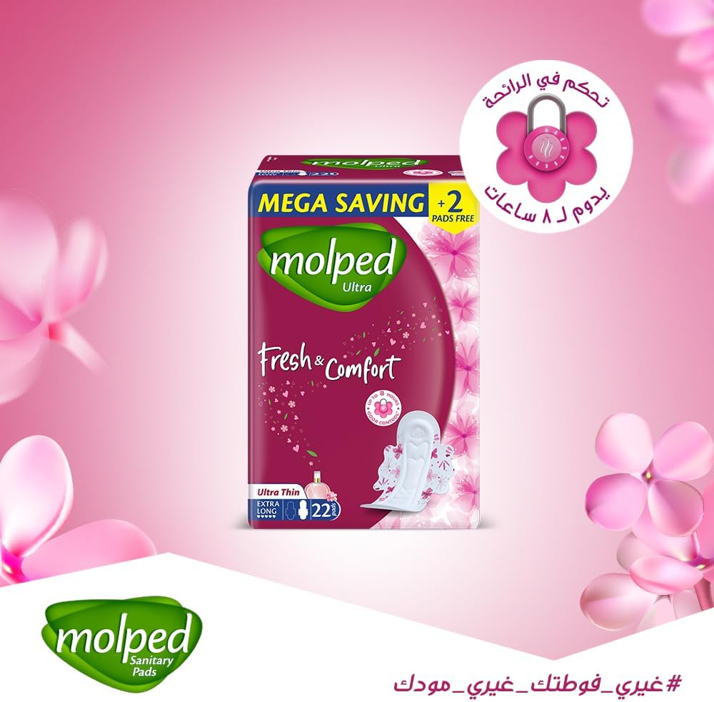 Molped Fresh & Comfort Ultra-Thin Extra Long Pads - 22 Pads