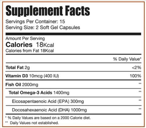 Limitless Naturals Omega 3 Fish Oil (2000mg, 30 Cap)