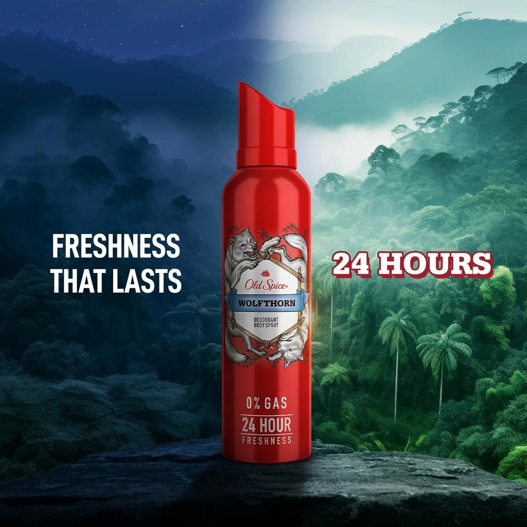 Old Spice Wolfthorn Deodorant Body Spray 24 hour Long Lasting Freshness 140 ML