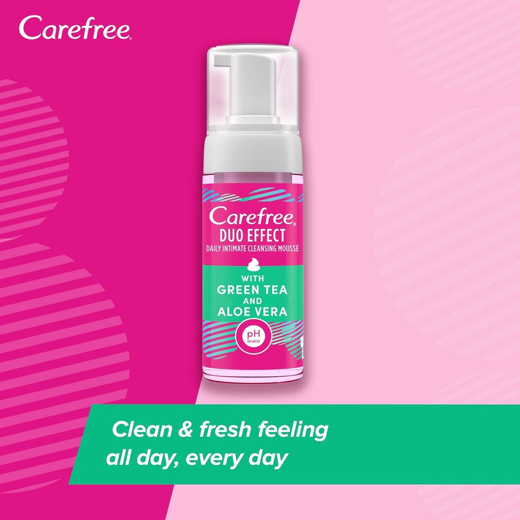 Carefree Duo Effect Daily Intimate Cleansing Mousse With Green Tea & Aloe Vera - 150ml