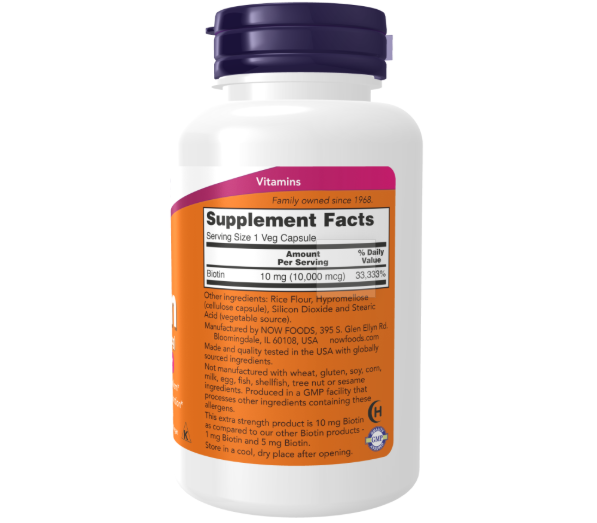 NOW BIOTIN-10000 MCG-120 Caps.