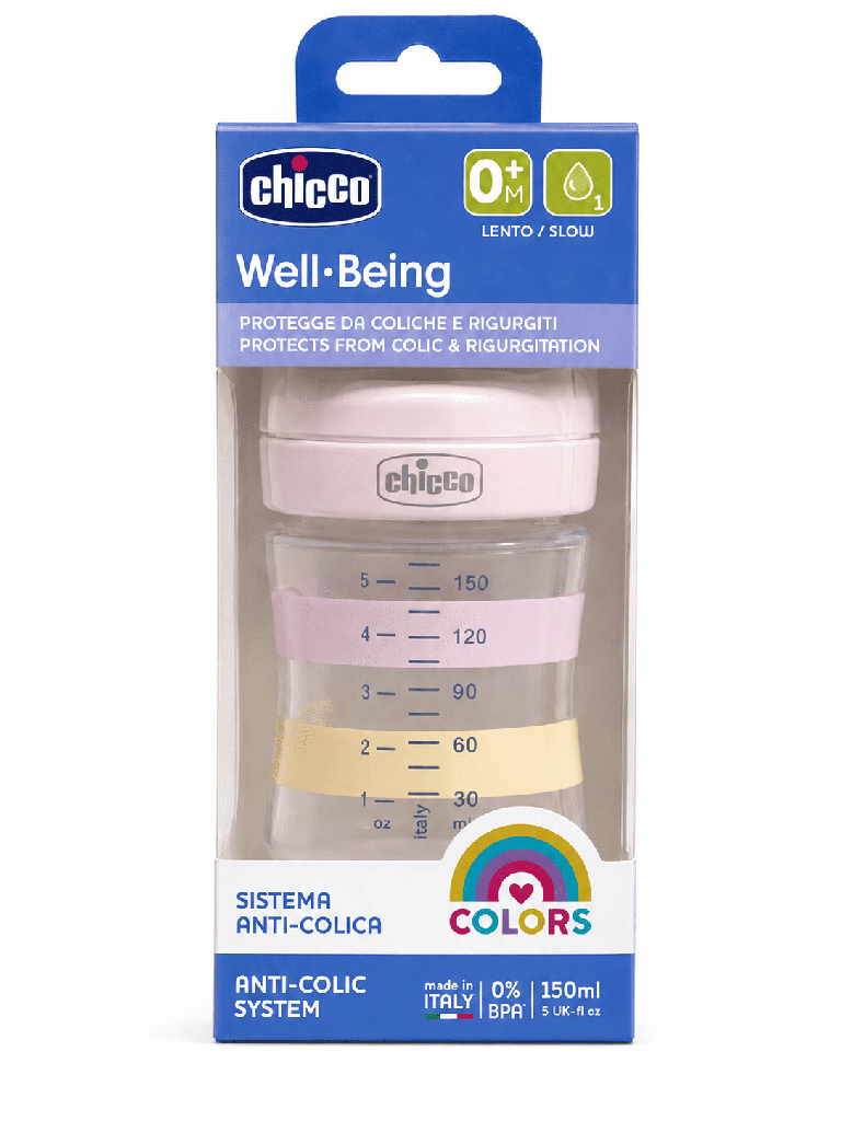Chicco Well Being Colors Bottle Silicone 0 Month 150ML