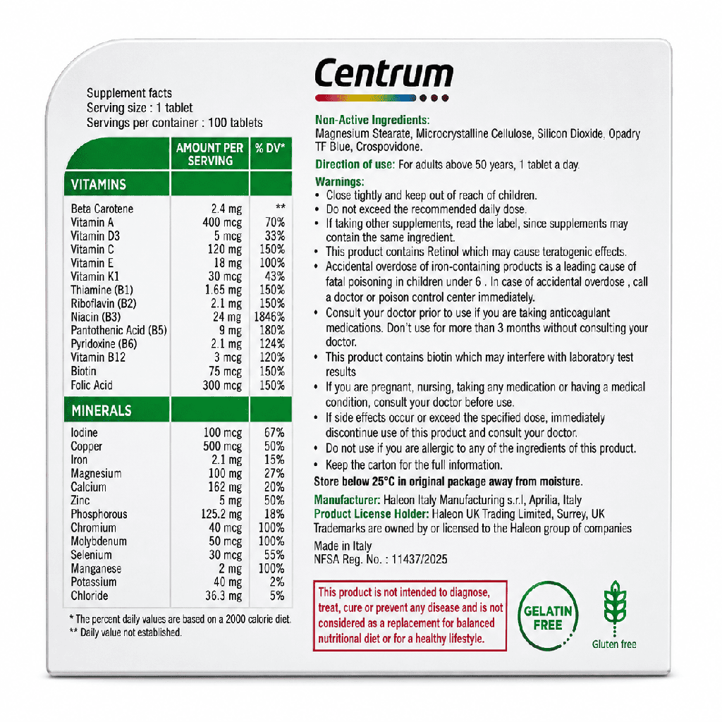 CENTRUM SILVER ADULTS +50 100 TAB 