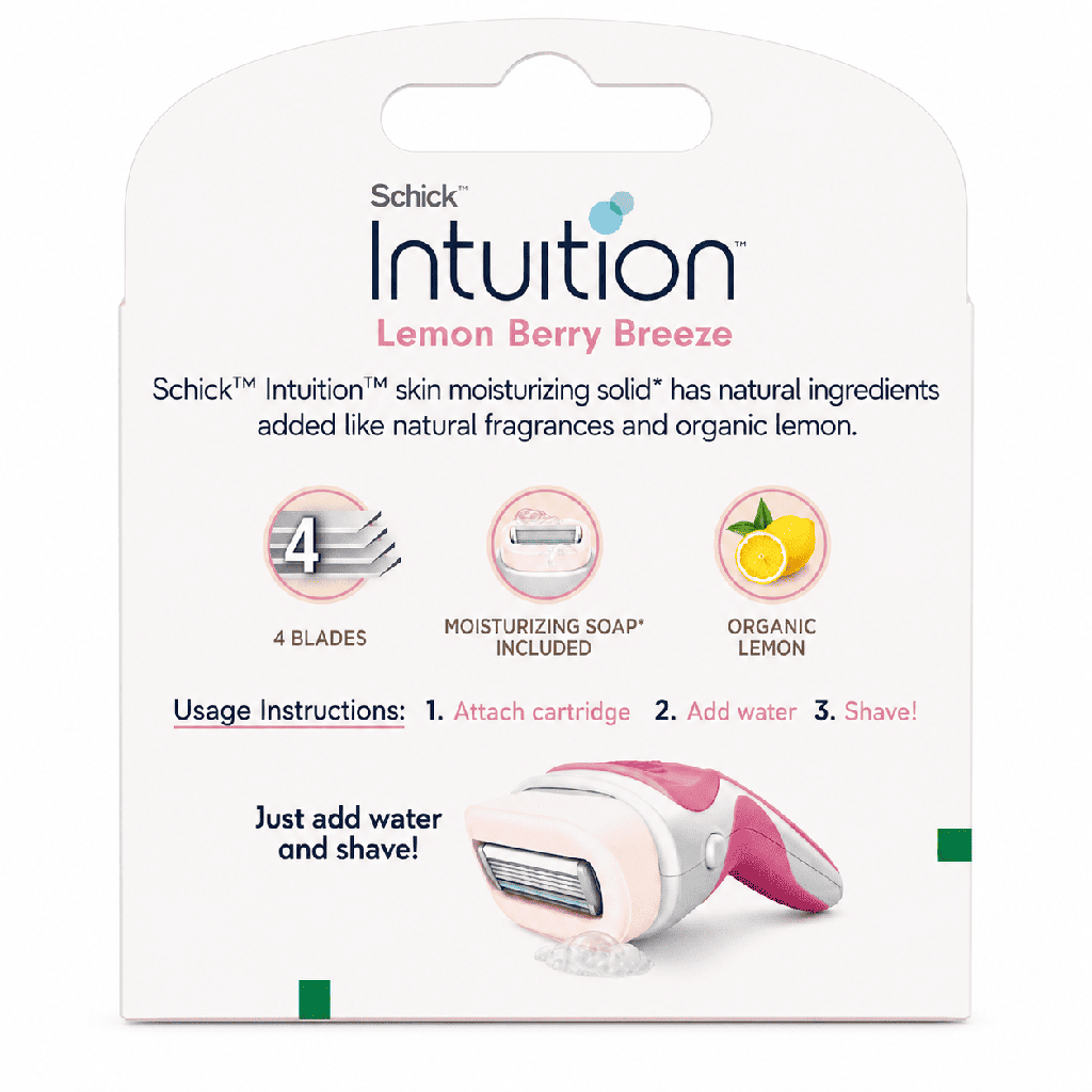 Schick Intuition Lemon Berry Breeze Refill Blade Cartridges 3-Pieces Set
