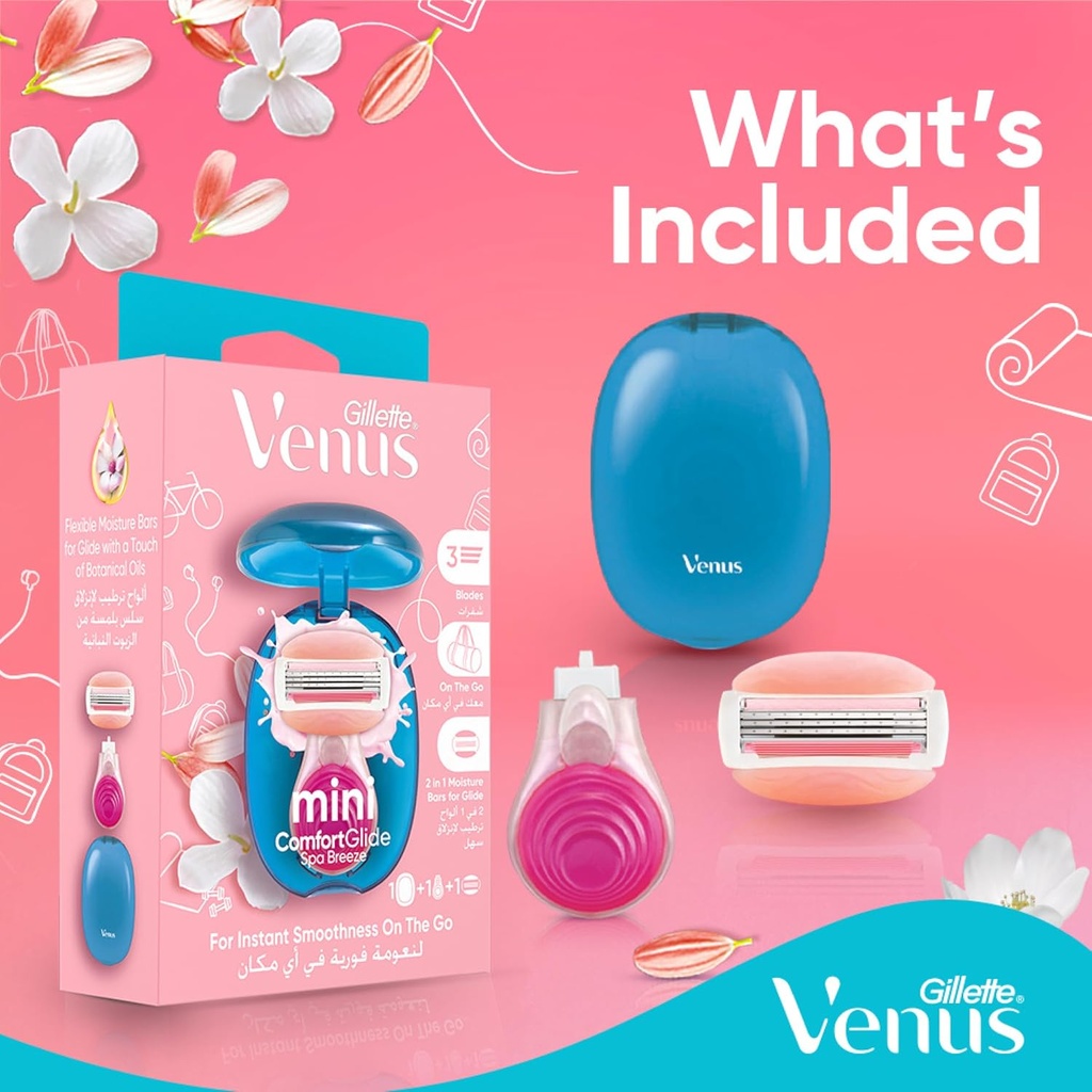 Gillette Venus ComfortGlide SPA Breeze Woman's Mini Travel Refillable Razor
