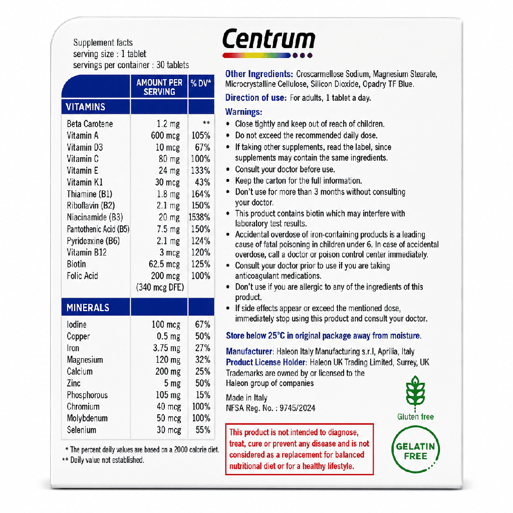 Centrum Men 30 Tablets (1+1) Discount 100 EGP