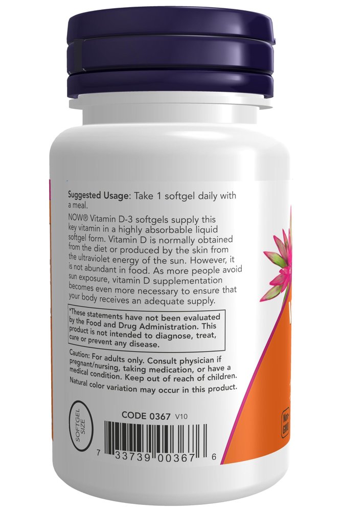 NOW VITAMIN D 3-2000 IU-120 CAPS.