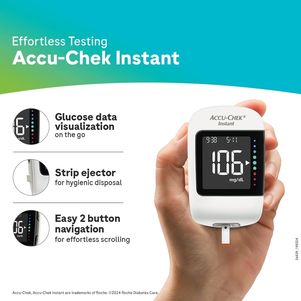 Accu Chek Instant glucometer with 10 Test Strips Free