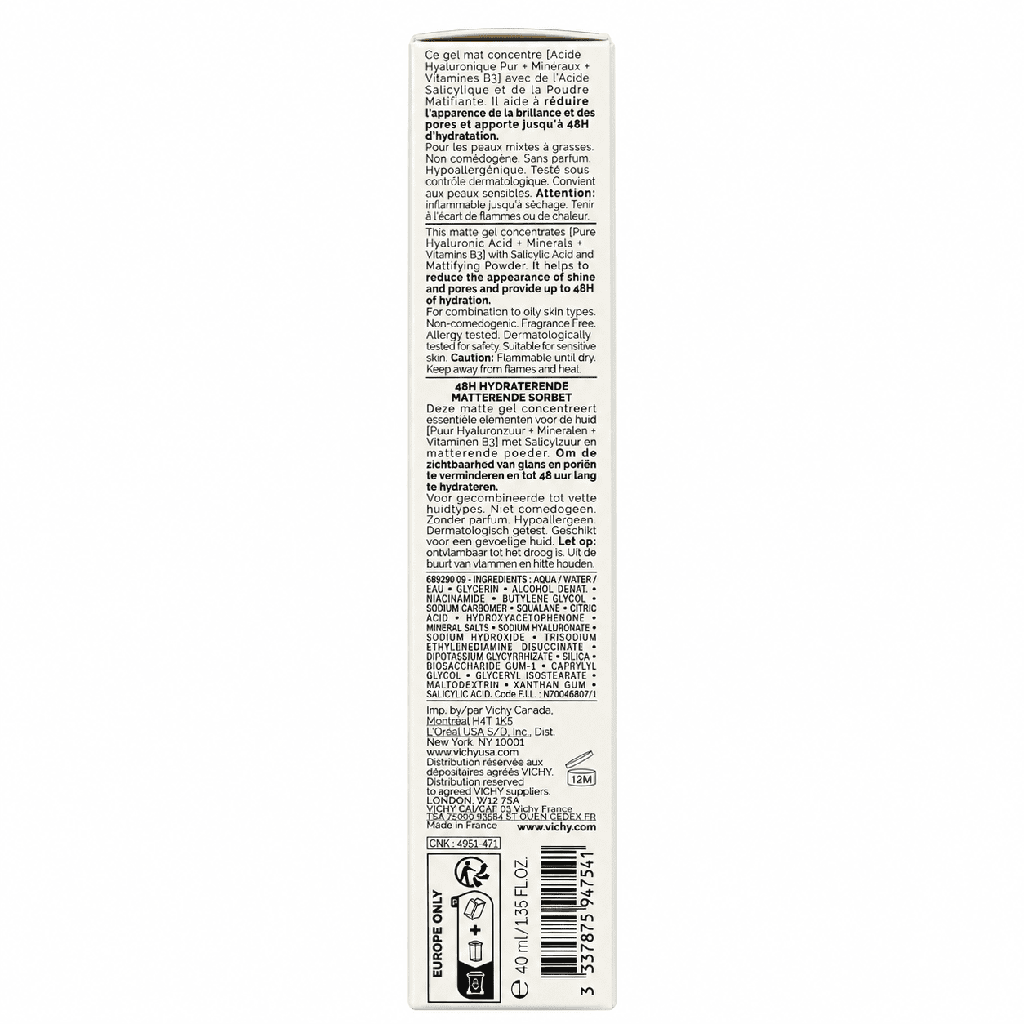 Vichy Minéral 89 Gel Sorbet Mat Hydratation 48h 40ml