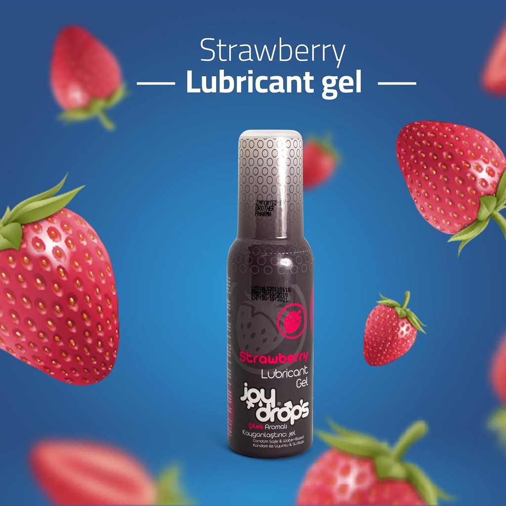 Joydrops Lubricant Gel - Strawberry Flavored - 100 ML