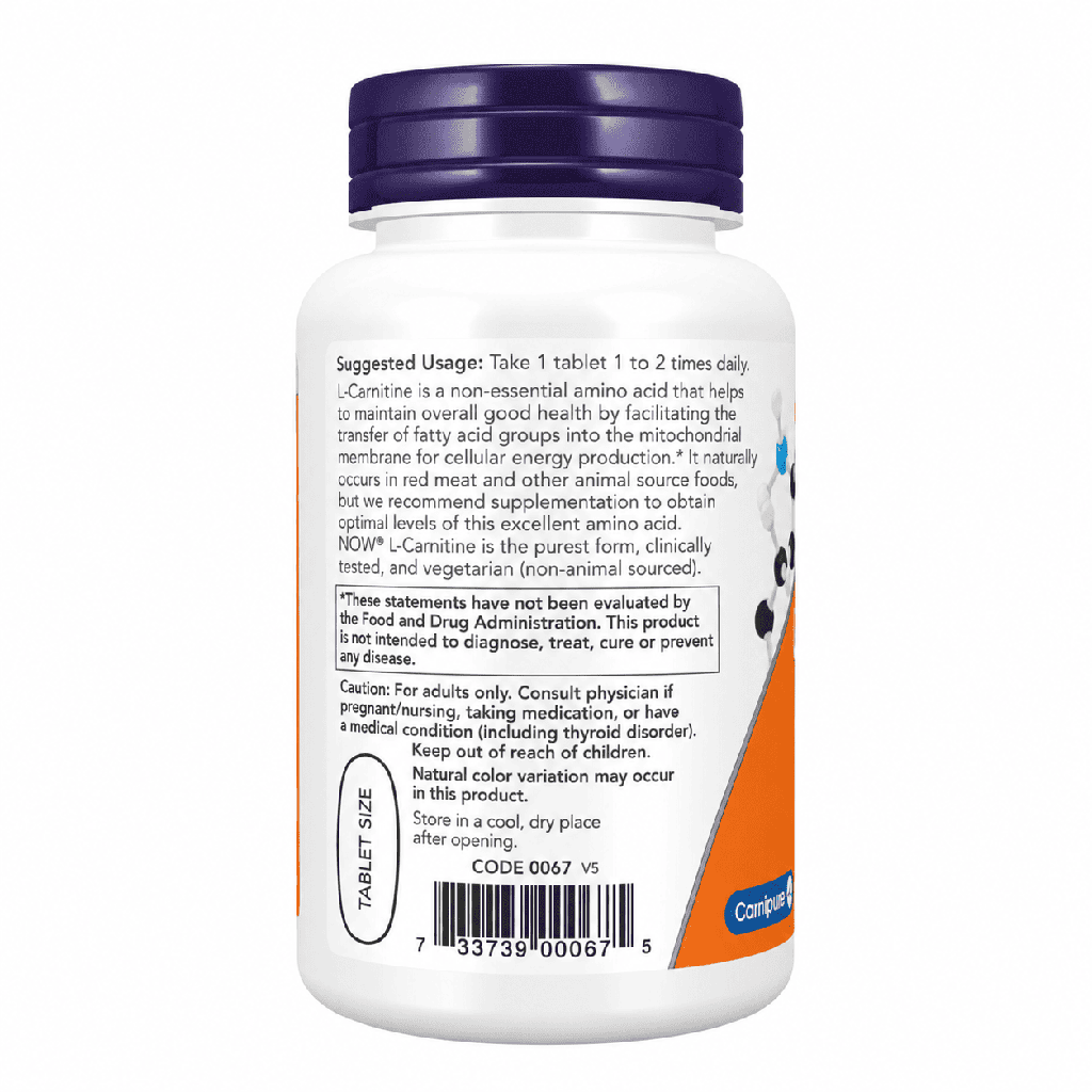 Now L-Carnitine 1000Mg 50Tablets Fitness Support