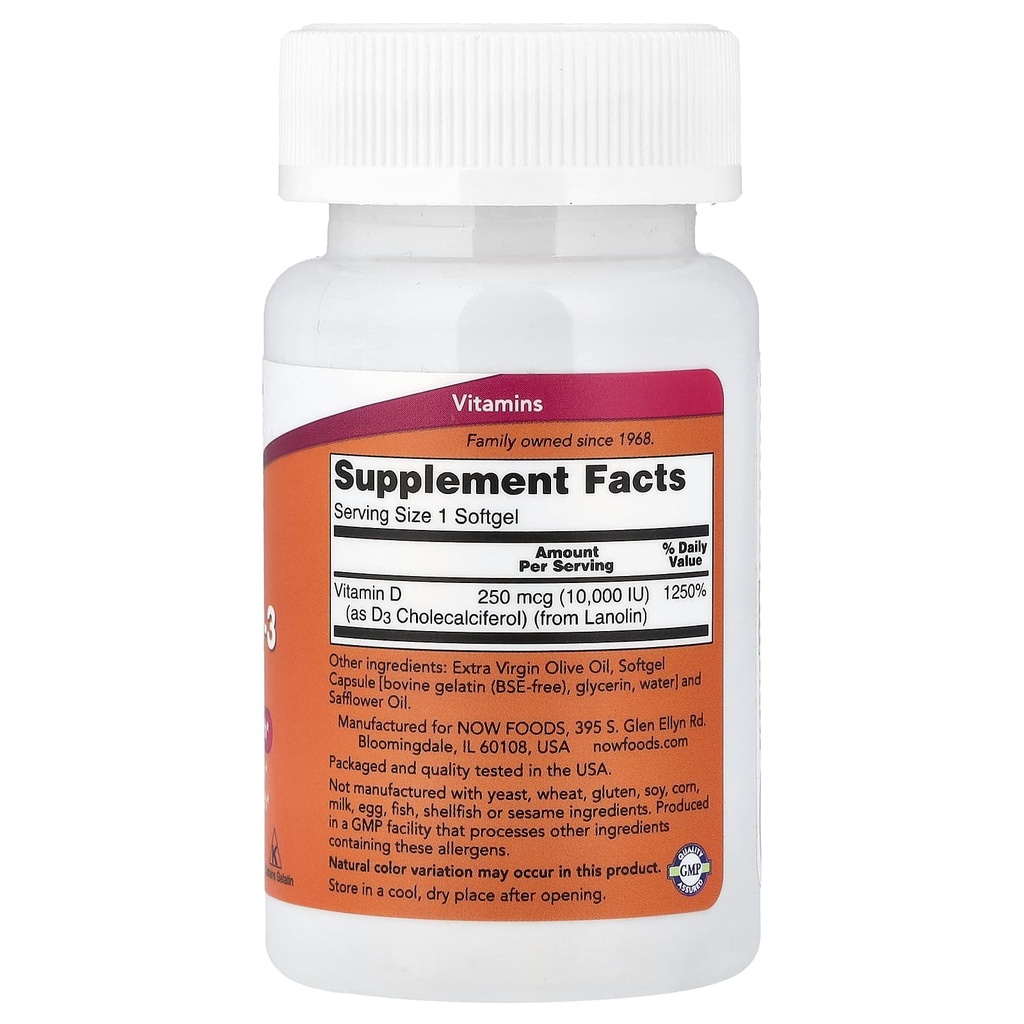 NOW VITAMIN D 3-10000 IU-120 CAPS.