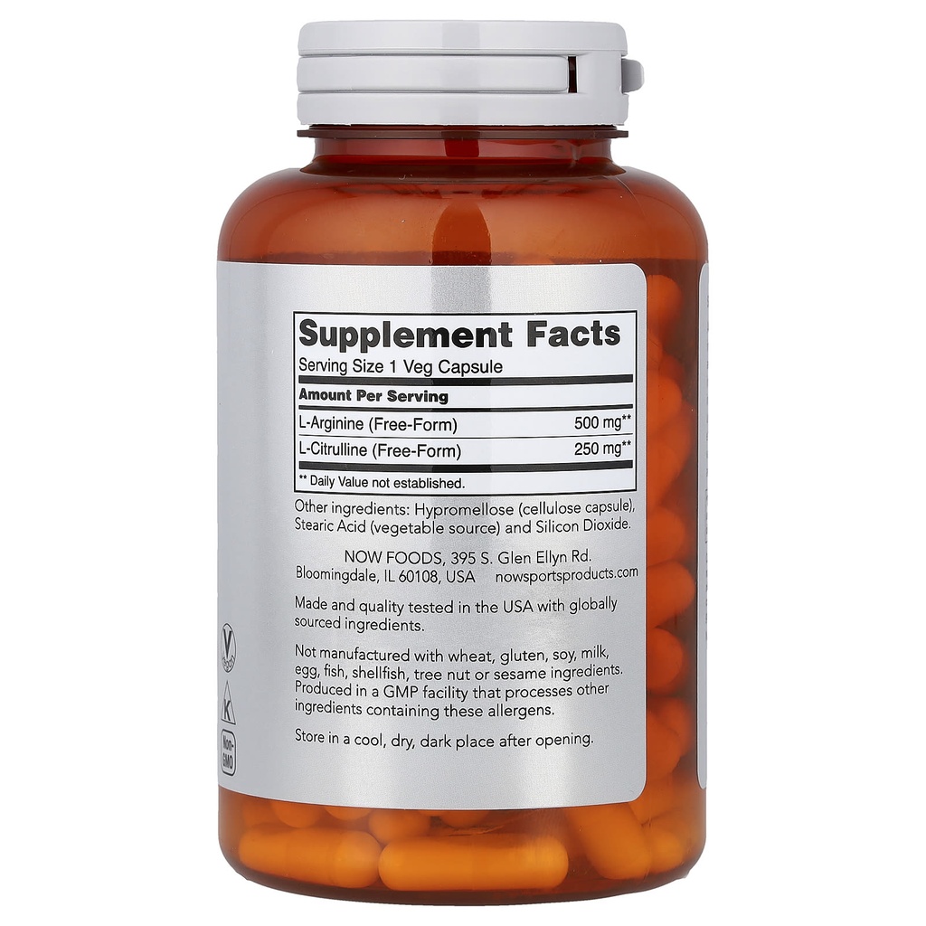 NOW ARGININE & CITRULLINE 120 Caps.