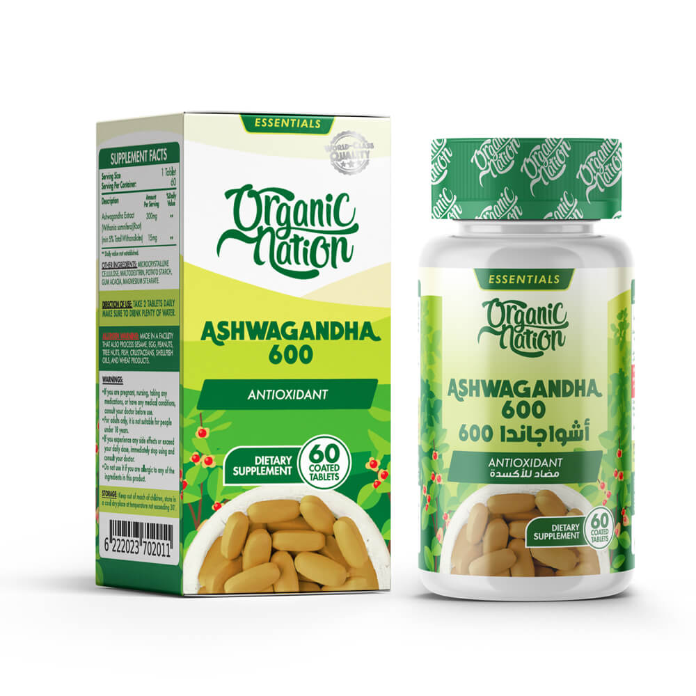 ORGANIC NATION Ashwagandha 600-30Serv.-60Tablets