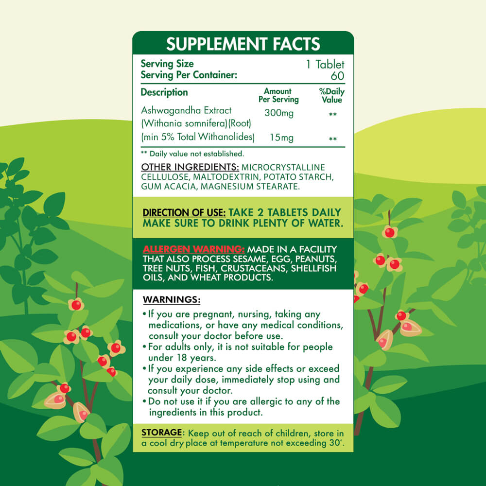 ORGANIC NATION Ashwagandha 600-30Serv.-60Tablets
