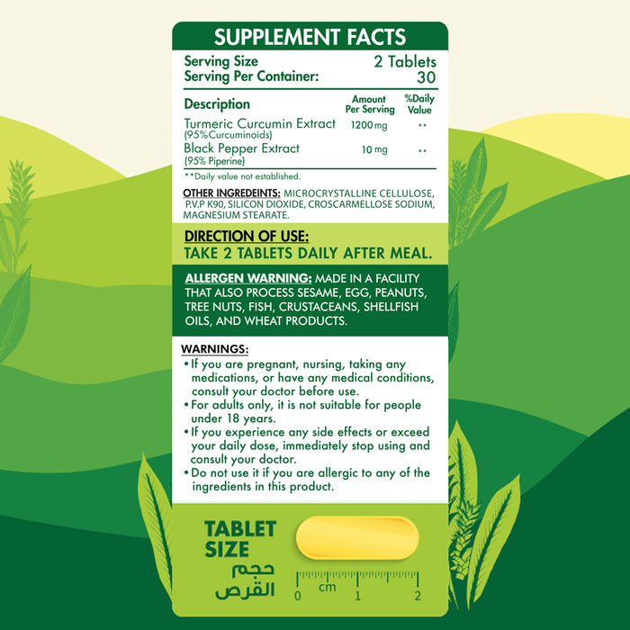 ORGANIC NATION TURMERIC CURCUMIN 60 TABS