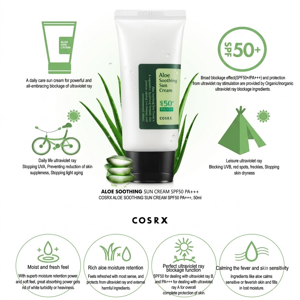 COSRX - ALOE SOOTHING SUN CREAM SPF 50+PA+++ 50 ML