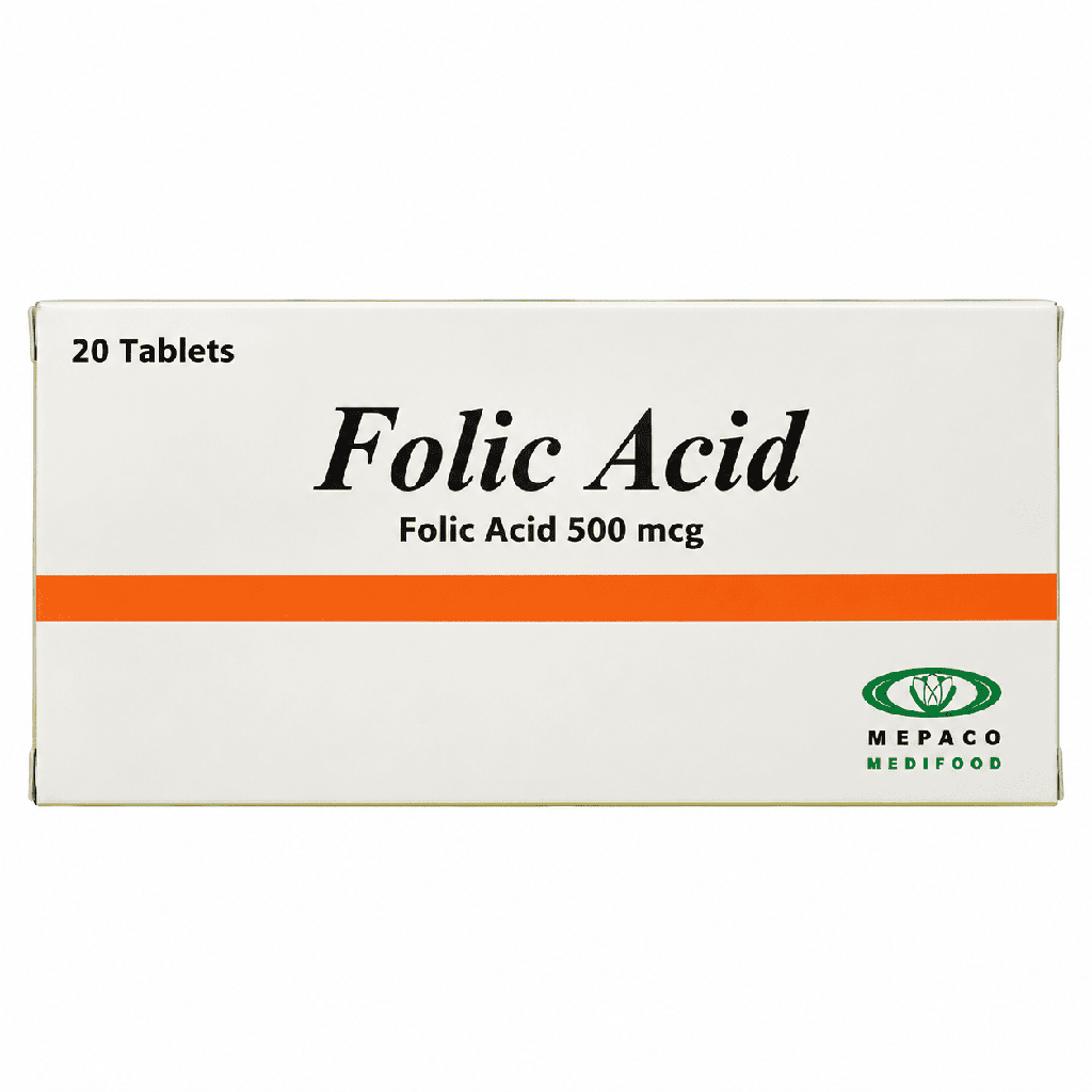 Folic Acid 500 mcg 20 Tablets
