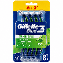 Gillette Blue 3 Sensitive Disposable Razors 3 bladed 6+2 Free Razors