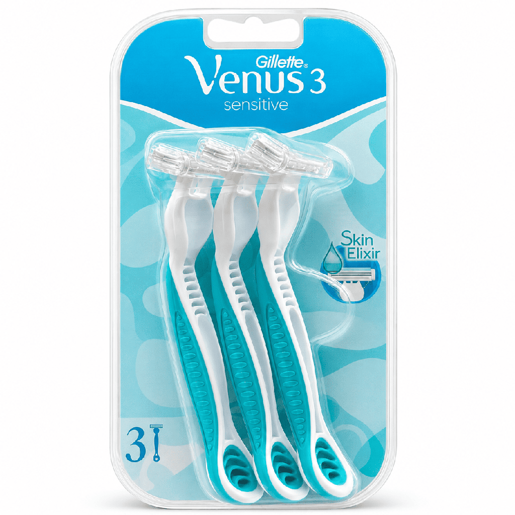 Gillette Venus 3 Sensitive Disposable Razor for Women - 3 Pieces