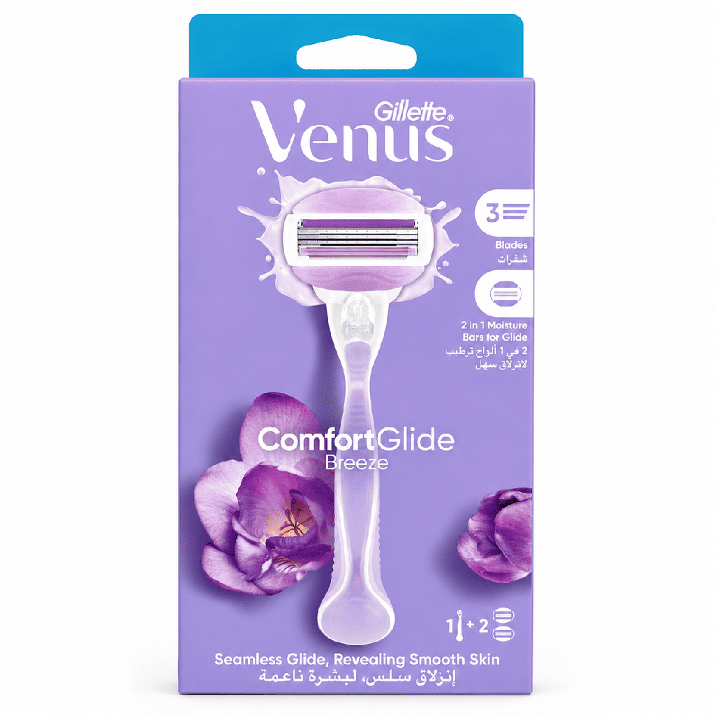 Gillette Venus Comfort Glide Breeze 2-in-1 Razor Handle For Women With 2 Blade Refills