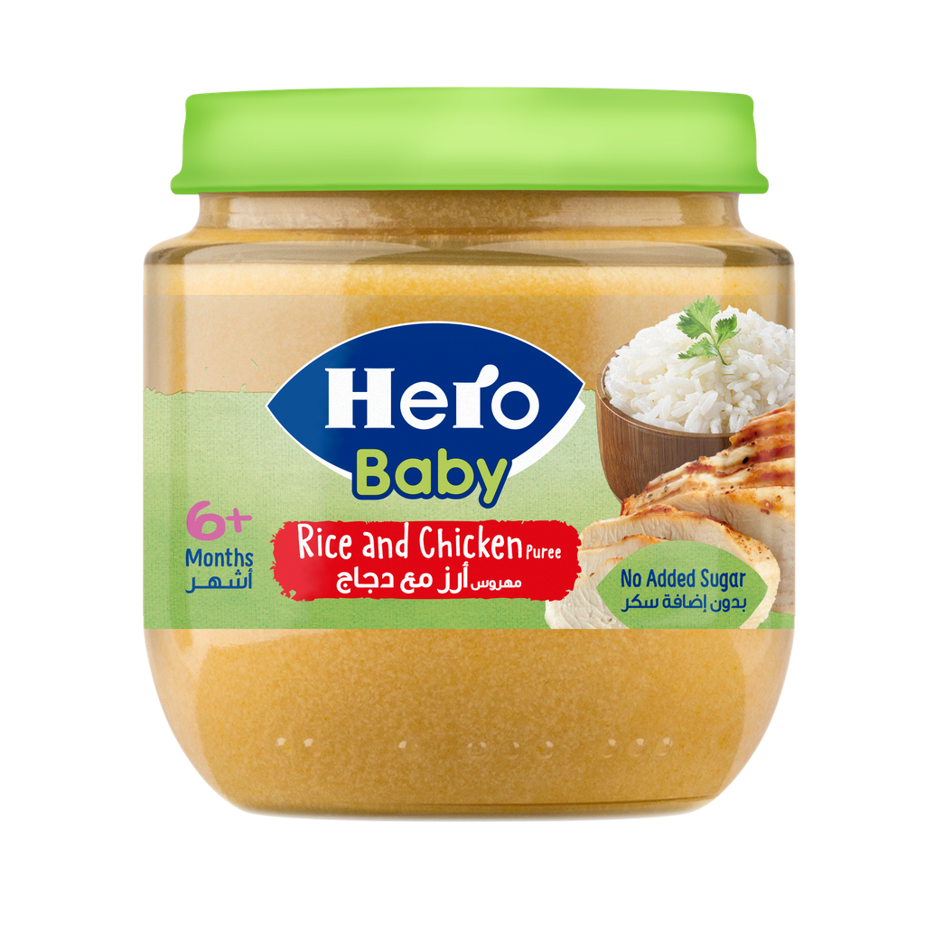 HERO BABY RICE & CHICKEN PUREE JAR 125 GM