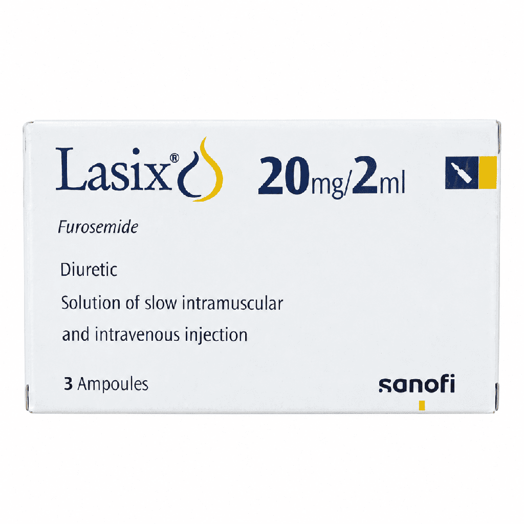 Lasix 20 mg/ 2 ml 3 Ampoules I.M./I.V. Injection