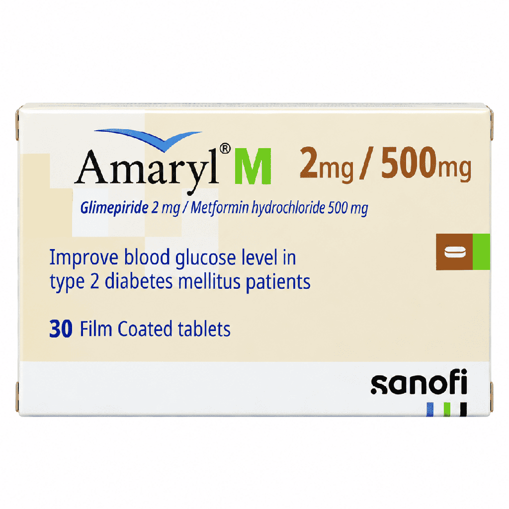 اماريل ام 2 مجم/500 مجم 30 قرص مغلف