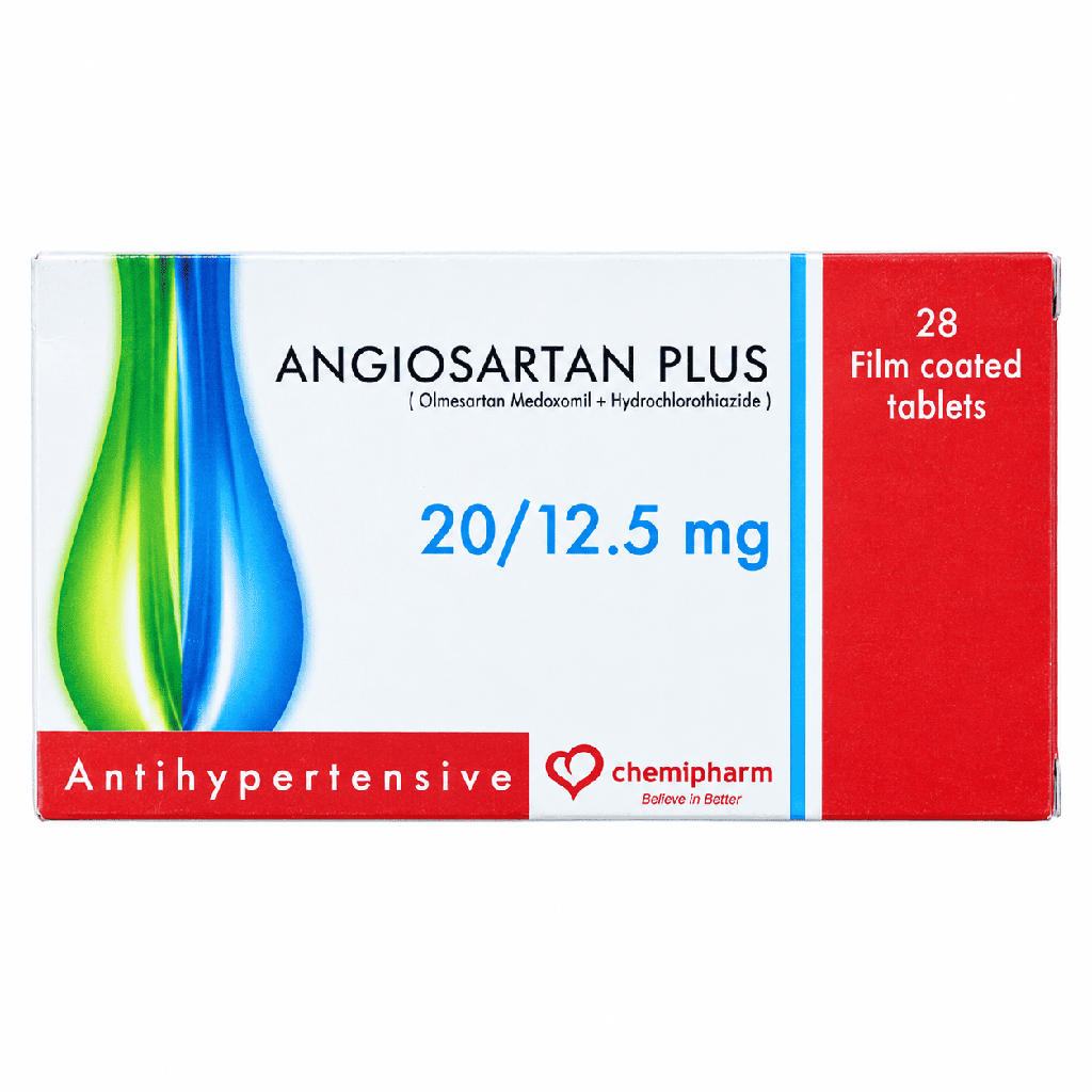 Angiosartan Plus 20 mg / 12.5 mg 28 Film Coated Tablets