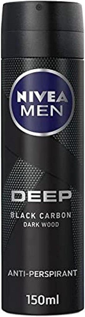 NIVEA Deep Black Carbon Dark Wood Spray for Men (150ml)