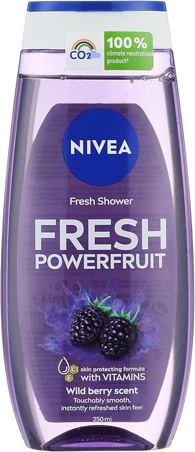 NIVEA Shower Gel Body Wash, Fresh Powerfruit Antioxidants Blueberry Scent, 250ml