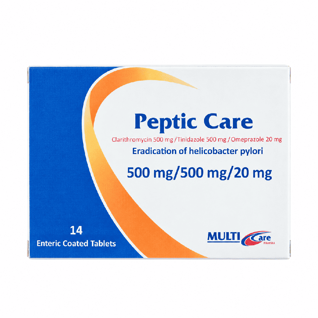 Peptic Care 500 mg / 500 mg / 20 mg 14 Enteric Coated Tablets