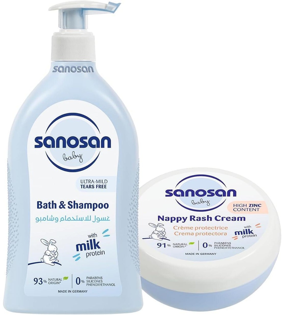 SANOSAN NAPPY RASH CREAM150 ML+ SANOSAN BODY BATH &SHAMPOO 500 ML