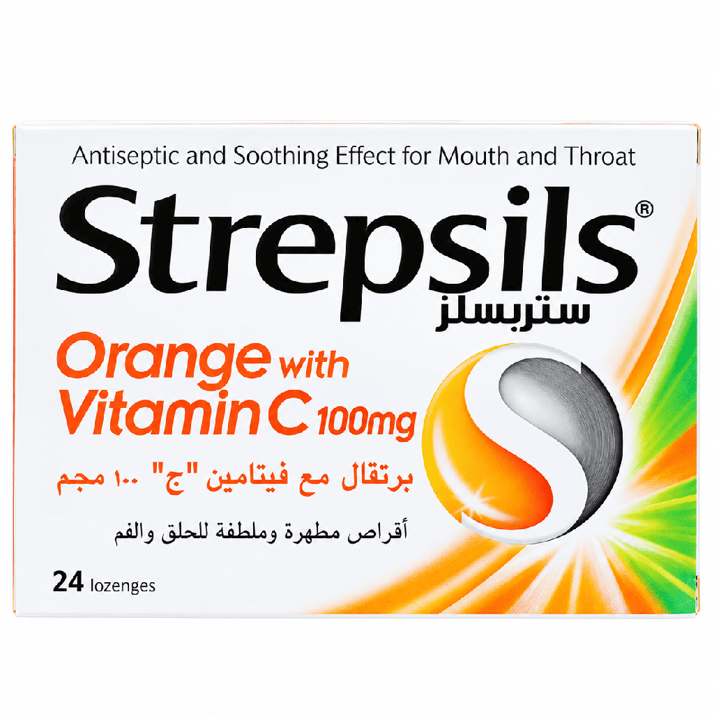 Strepsils Orange With Vitamin C, 100 mg - 24 lozenges