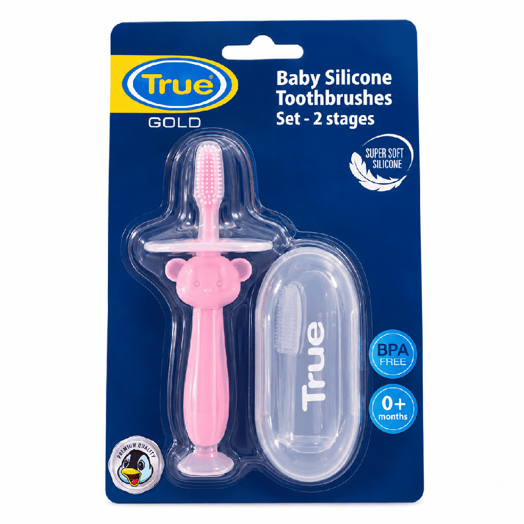 True Gold Silicone Finger Toothbrush with Case (0+ Months) 