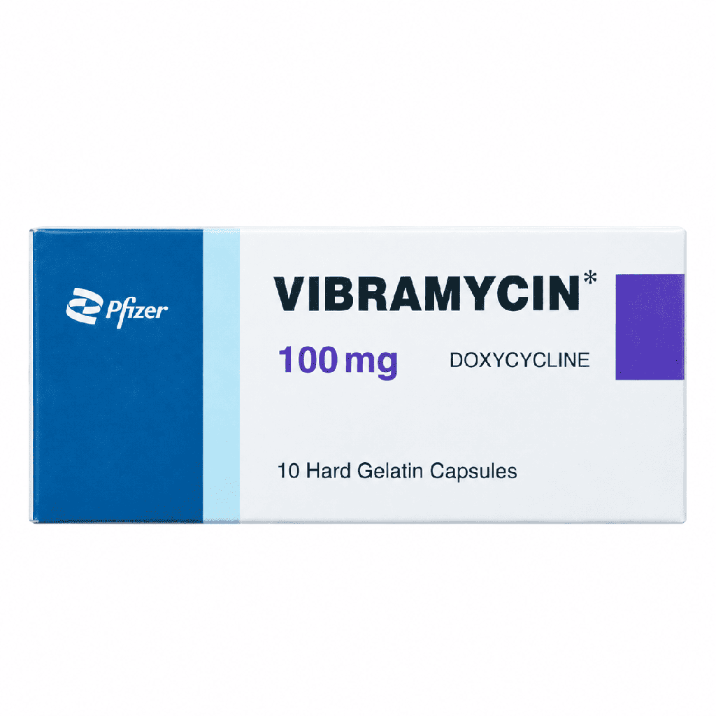 Vibramycin 100 mg 10 Hard Gelatin Capsules