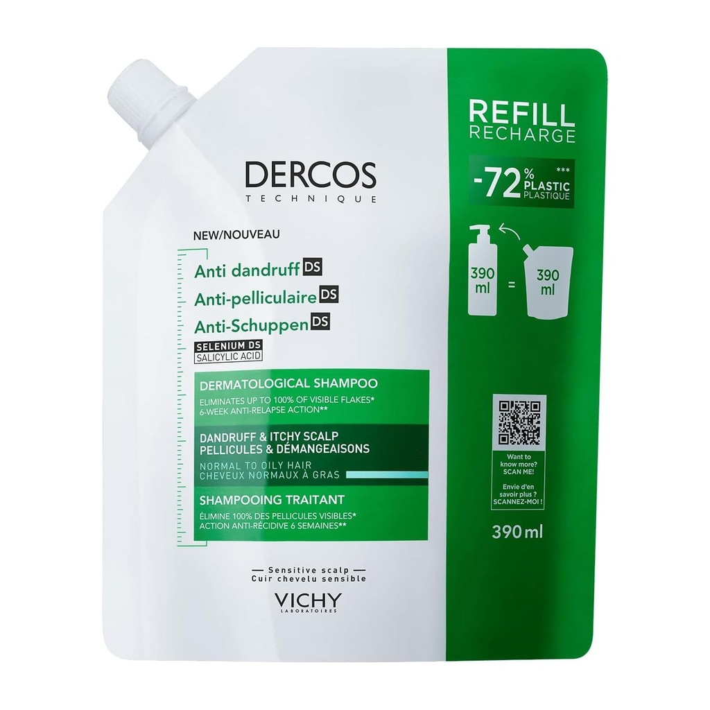 Vichy Dercos Anti-Dandruff Shampoo Normal to Oily Hair Refill 390ml