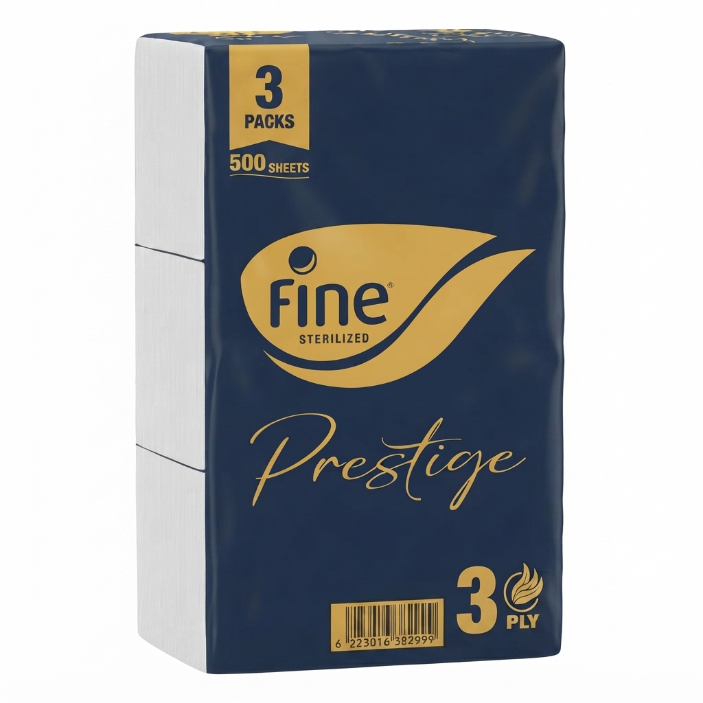 Fine Prestige Facial Tissues 500 Sheets 3 Ply Pack of 3 (offer)