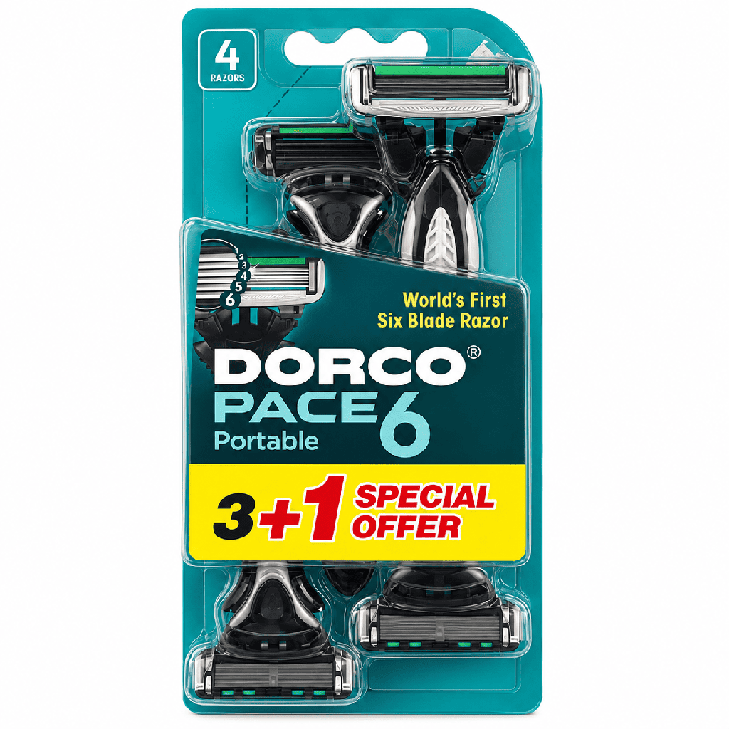 Dorco Pace 6 Men’s Razor with 6 Blades – 3+1 Offe