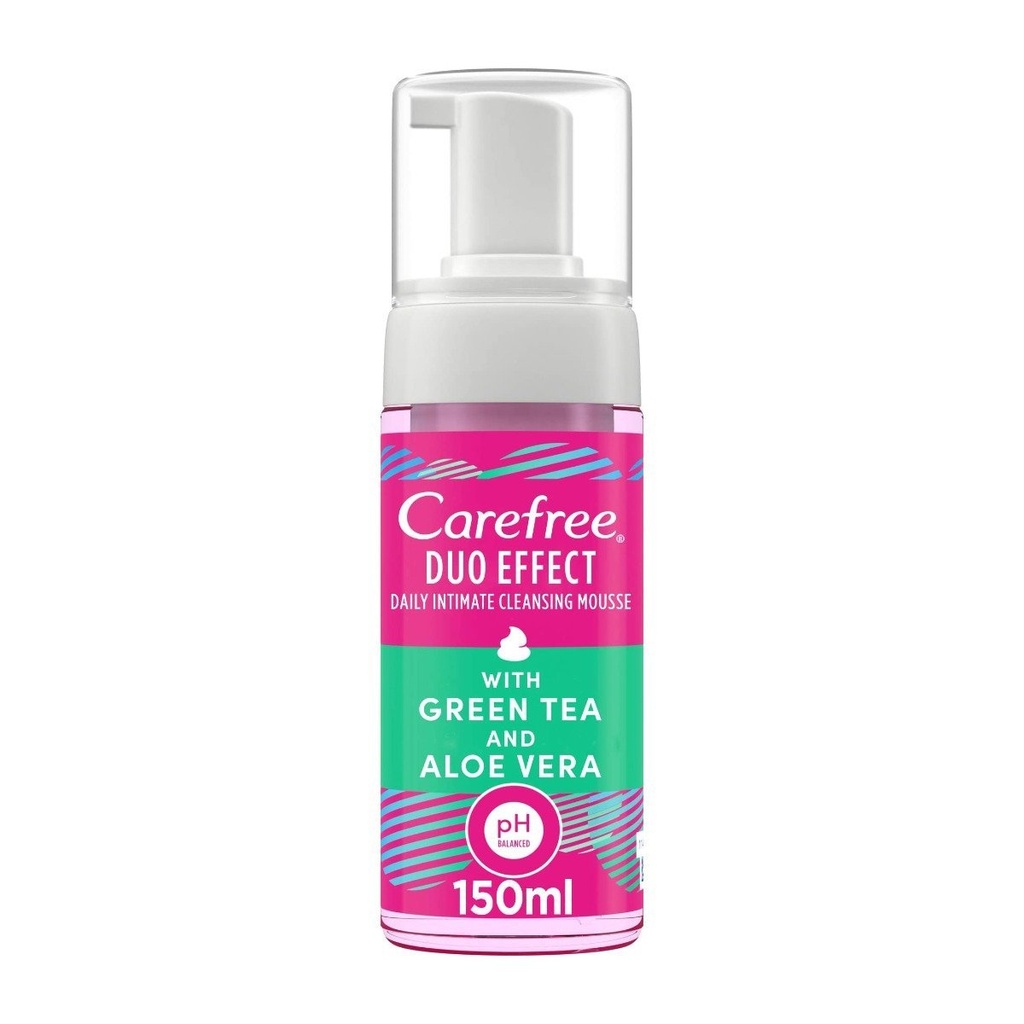 Carefree Duo Effect Daily Intimate Cleansing Mousse With Green Tea & Aloe Vera - 150ml
