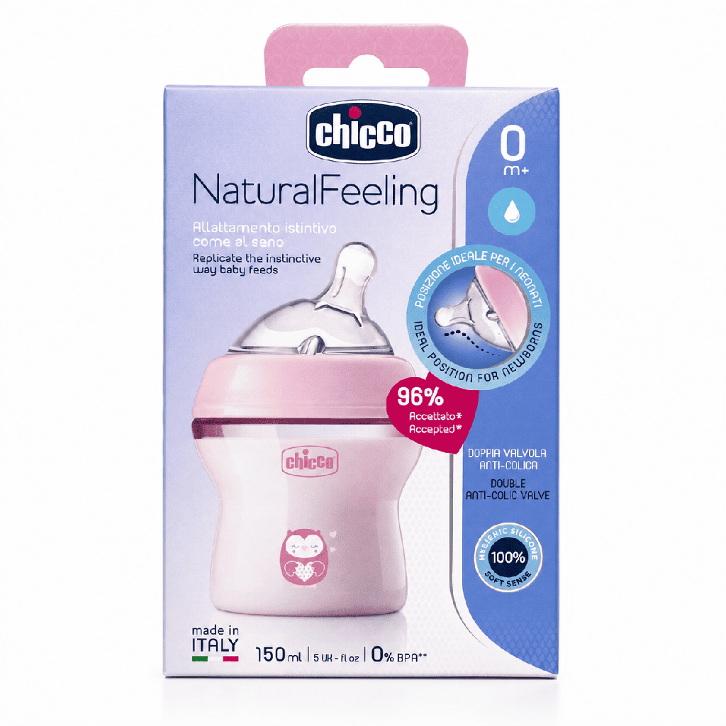 Chicco Natural Feeling 150 ml 0+ Pink