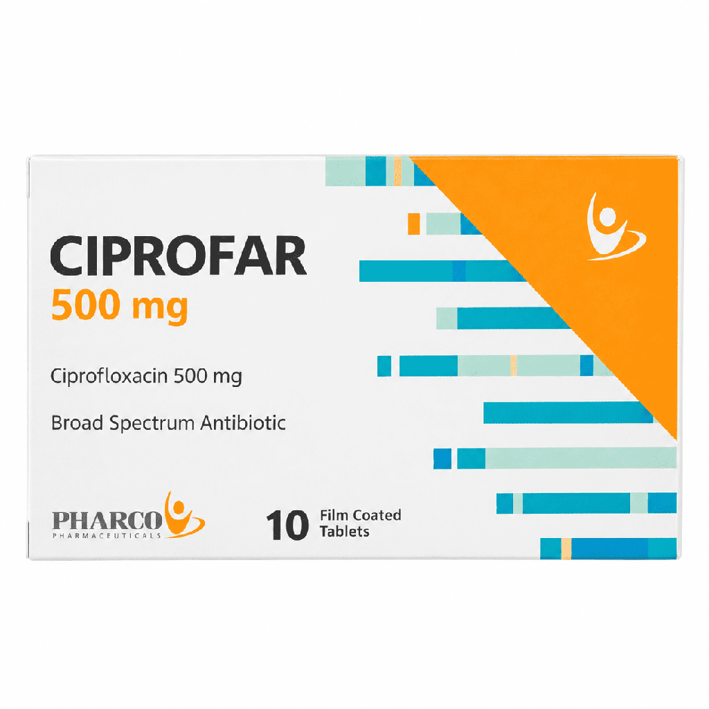 Ciprofar 500 mg 10 Film Coated Tablets