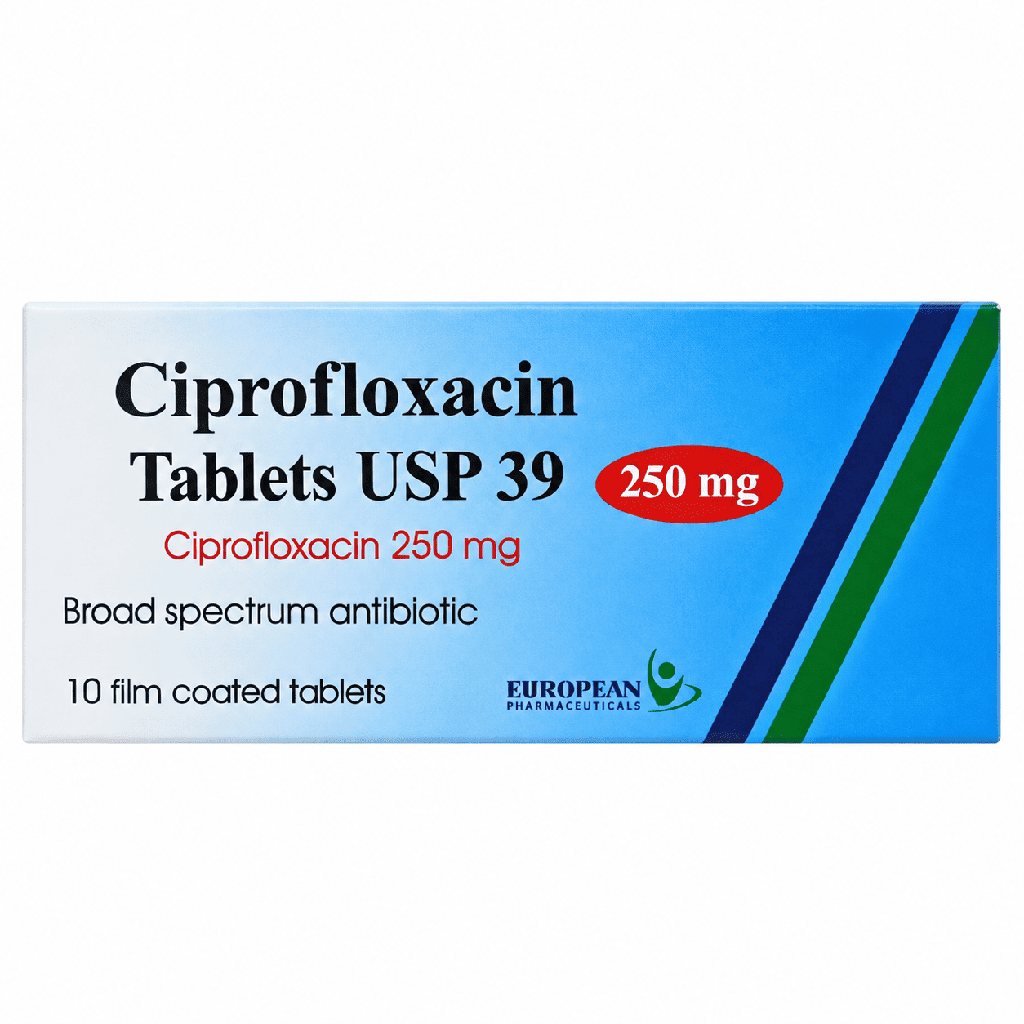 Ciprofloxacin 250 mg 10 Film Coated Tablets