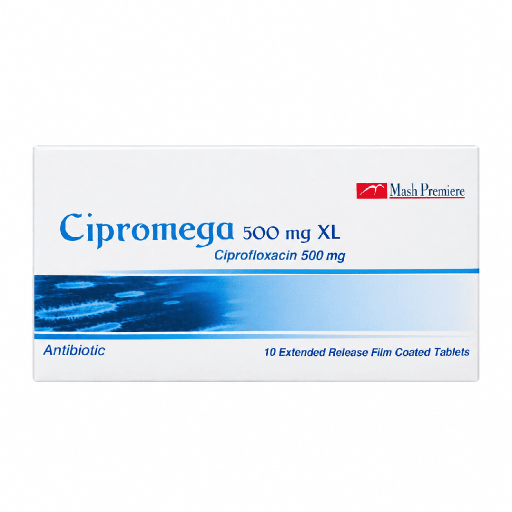 Cipromega 500 mg XL Extended Release 10 Film Coated Tablets