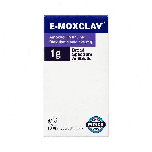 E-Moxclav 1 gm 10 Film Coated Tablets