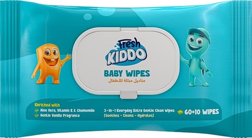 FRESH KIDDO BABY  WIPES60+10 WIPES