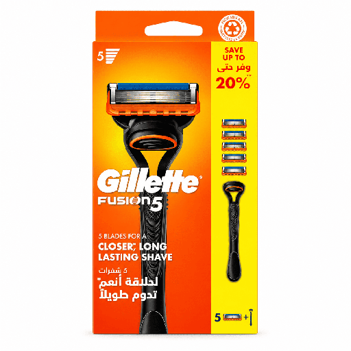 Gillette Fusion5 Men's Razor Handle With 5 Blades - SPECIAL OFFER