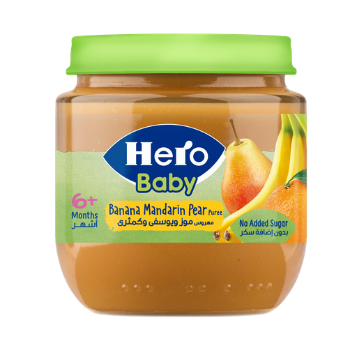HERO BABY PUREE BANANA MANDARIN AND PEAR JAR